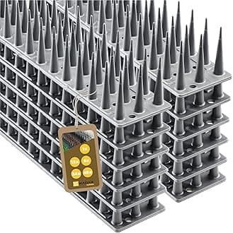 KADAX Plastic Bird Repellent, 51 x 4 x 3.5 cm, Animal Repellent, 3 Rows, Spikes for Cats, Martens, Doves, Fence, Windowsill, Roof, Pigeon Repellent, Bird Protection, Robust (12, Silver)