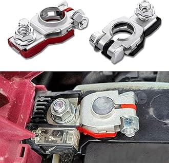 2PCS Battery Terminal Connector, Positive & Negative Auto Battery Cable Terminal Top Post With Plastic Bottoms, Top Post Batteries Connectors Compatible with Cars, Vans, Trucks and More (2PCS)