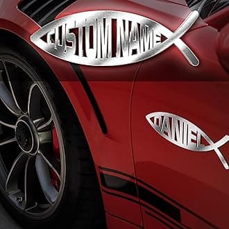 Custom Christian Fish Symbol for Car Jesus Fish Car Emblem,Metal Christian Aluminum Emblem Badges for Lord Christian Auto Fish Cross 3D Chrome Metal Stickers Strong Adhesive Decals Car