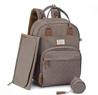 Diaper Bag Backpack, Multifunction Travel Pack Maternity Baby Changing Bags, Large Capacity, Waterproof, Khaki