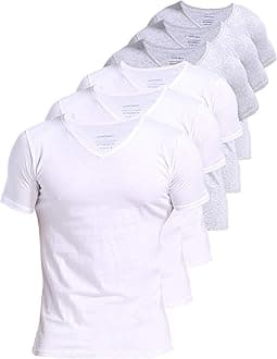 Men's Undershirt 100% Cotton Short Sleeve T-Shirt with V-Neck (Pack of 4/6)