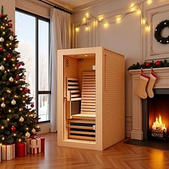 Full Spectrum Infrared Sauna, Personal Sauna for Home with 7 Heating Panels&1 Carbon Tube,Indoor Dry Sauna with Adjustable Seat and Bluetooth Speaker，Canadian Hemlock,120V