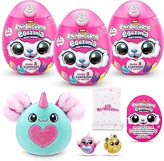 Eggzania Baby Mania by Zuru, Plush Surprise Unboxing with Animal Soft Toy, for Girls (3 Pack)