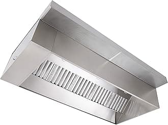 Commercial Exhaust Hood System, Includes Wall Canopy Stainless Steel Exhaust Hood, Upblast Exhaust Fan, Untempered Supply Fan, Roof Curbs, Electrical Controls (12' Hood System- Utility Cabinet Left)