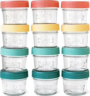4oz Breast Milk Storage Jars (12-Pack) – Reusable Glass Baby Food Containers with Lid for Baby Formula & Breastmilk – Airtight, Stackable, Freezable