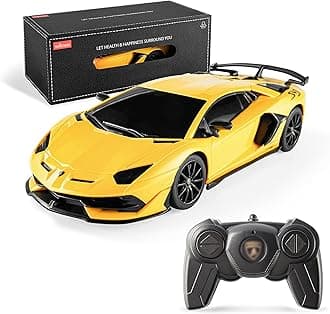 BEZGAR 1:24 Scale Lambo Remote Control Car, Electric Sport Racing Hobby Lambo Toy Car Model Vehicle, RC Car Toys for 3 4 5 6 7 8 Boys and Girls(Yellow)