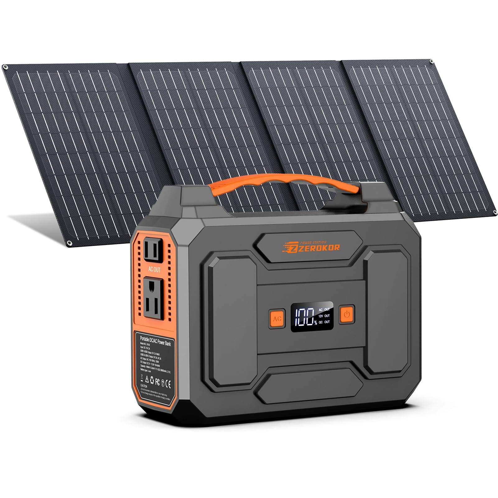 Portable Power Station with Foldable 40W Solar Panel, 100W Solar Powered Generator with Panels, AC Outlet Camping Solar Power Bank 146Wh DC Battery Pack for Smart Device RV Outdoor Power Outage