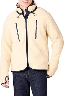 Amazon Essentials Men's Teddy Fleece Full-Zip Mock Neck Jacket with Chest Pockets