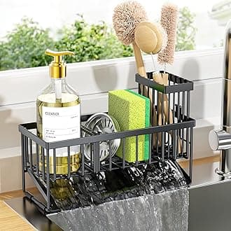 Cisily Kitchen Sink Organizer, 1-Shelf, Minimalist Style, Stainless Steel, Automatic Drainage System, Sink Caddy