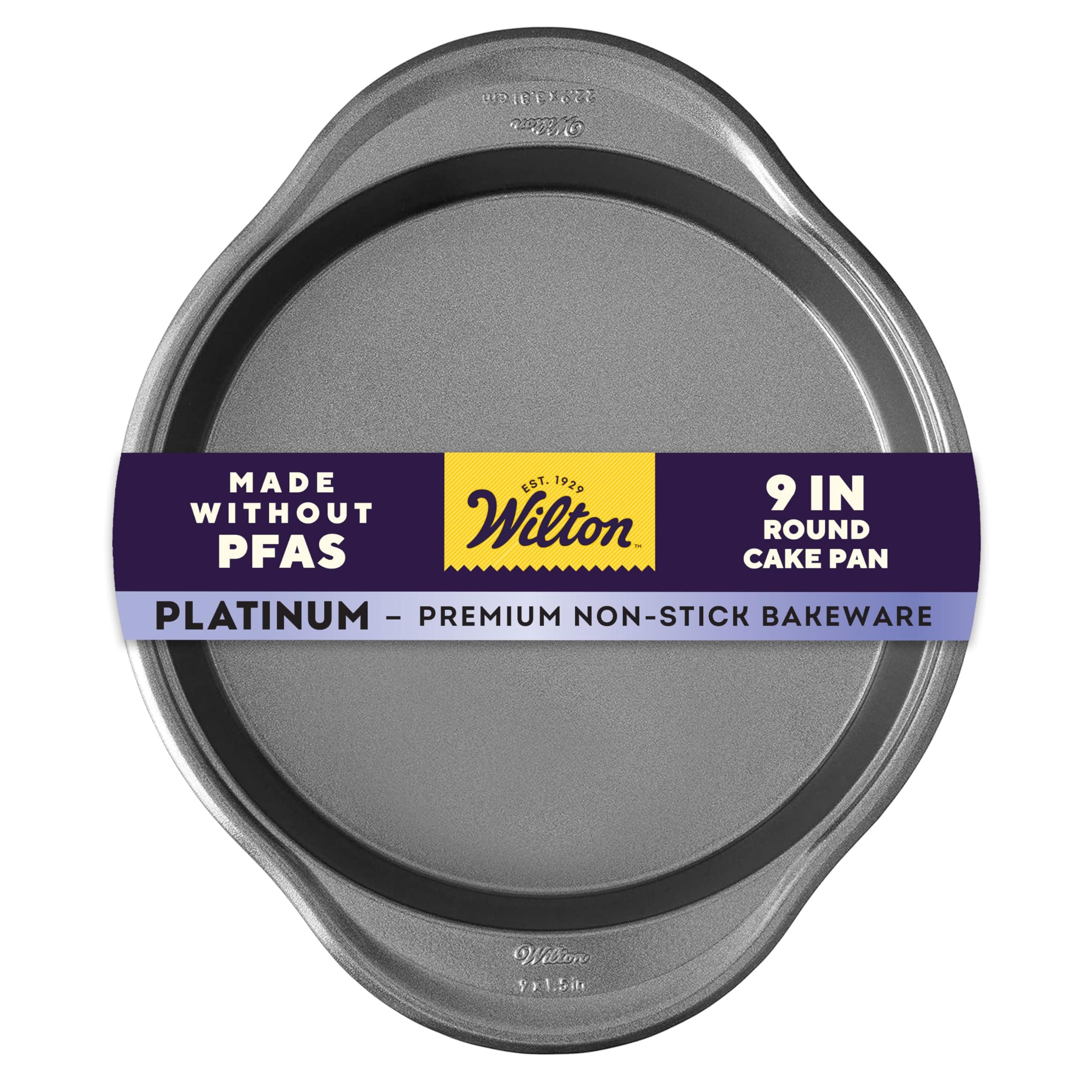 Wilton Platinum Non-Stick 9 Inch Round Cake Pan, Cold-Rolled Steel Bakeware, Made without PFAS, Packaging May Vary