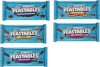 Beast Chocolate Bars – Peanut Butter Milk Chocolate, Dark Chocolate, Milk Chocolate, Milk Crunchand Milk Chocolate Almond Bars (5 Pack) NEW FORMULA! Creamier and Thicker - 2.1 oz Bars