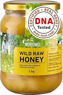 Pure Natural Wild Raw Honey 1KG - Unpasteurised, Unfiltered, Crystallized, Natural Estonian Honey - Harvested Sustainably Using 100% Green Energy by Nordmel