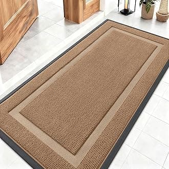OLANLY Front Door Mat Indoor Outdoor Entrance, Waterproof All-Season, All-Weather Doormat, Sturdy Natural Rubber, Fade Resistant, Low Profile, Easy Clean Patio Porch Entryway Mat, 47x23, Light Borwn