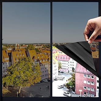 One Way Privacy Window Film,Premium PET Material,Daytime Reflective Heat Control Anti UV Door Sticker,Window Tint for Home Office Living Room,Cosmic Black,35.4 Inch x 16.4 Feet