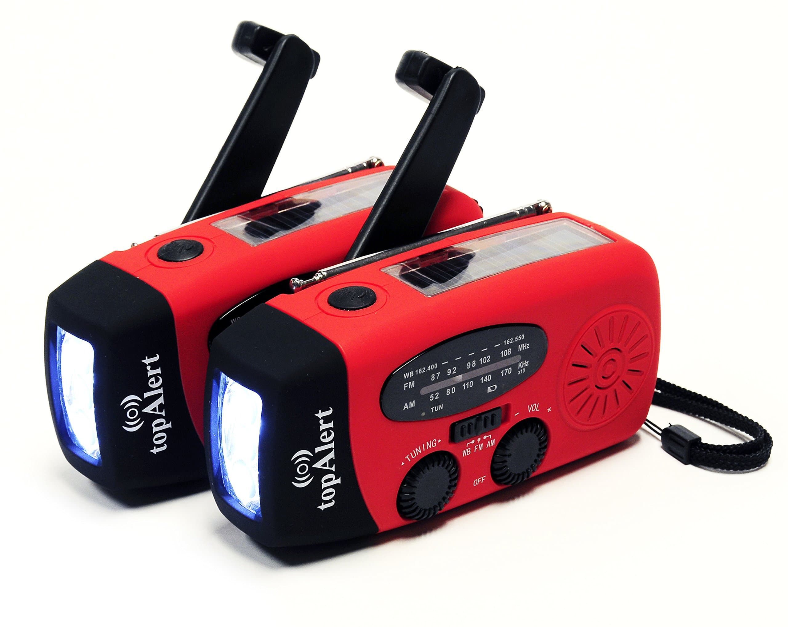 [Upgraded Version] 2-Pack HY-88WB Emergency Dynamo Solar Self Powered AM/FM/WB(NOAA) Radio, Stronger Replaceable 2000mAh Lithium-ion Battery, Flashlight, Charger for Smartphones and USB Devices