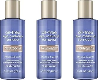 Gentle Oil-Free Eye Makeup Remover & Cleanser for Sensitive Eyes, Non-Greasy Makeup Remover, Removes Waterproof Mascara, Dermatologist & Ophthalmologist Tested, 5.5 fl. oz, 3 Pack