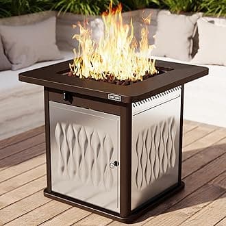 EAST OAK Gas Fire Table 28'' 50000BTU Bronze & Stainless Steel