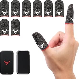 8 Pack Finger Sleeves for Gaming,Thumb Sleeves for Mobile Gaming,Anti Sweat,Ultra Thin,0.15mm Silver Fiber,Suitable for Most Gamers,Gaming Finger Gloves for PUBG COD Dedales Gamer,Covers