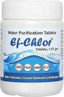 Ef-Chlor Overhead & Underground Water Tank Purification Tablets/Pills 1.67gm Jar of 50 Tablets Having 3 Years Shelf Life 1 Tablet Purifies 132 Gallons Water