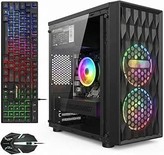 STGAubron Gaming PC Computer Desktop, Radeon RX 560 4G, Intel Core I7 8th up to 4.1GHz, 16G DDR4, 512G SSD, WiFi 6 & BT 5.2, RGB Fan x2, Windows 11 Home