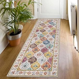 SHACOS Runner Rugs for Hallway 60 x 180 cm Non Slip Hall Runner Rugs Machine Washable Floor Carpet Runner Soft Distressed Vintage Runner Rug for Entrance Bedroom Laundry Room Kitchen, Colourful