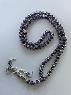 Tasbeeh Crystal 99 Prayer Misbah Rosary Islamic Beads Counter Spiritual Large (Multi Purple)