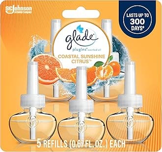 Glade PlugIns Refills Air Freshener, Scented and Essential Oils for Home and Bathroom, Sky & Sea Salt, 3.35 Fl Oz, 5 Count