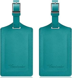 Travelambo Luggage Tags for Suitcases Faux Leather Privacy Protection 2 Pack Bag Tags Travel Accessories Essential, Bright Green
