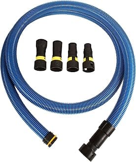 95204 10 Ft. Antistatic Vacuum Hose for Shop Vacs with Expanded Multi-Brand Power Tool Adapter Set, Blue