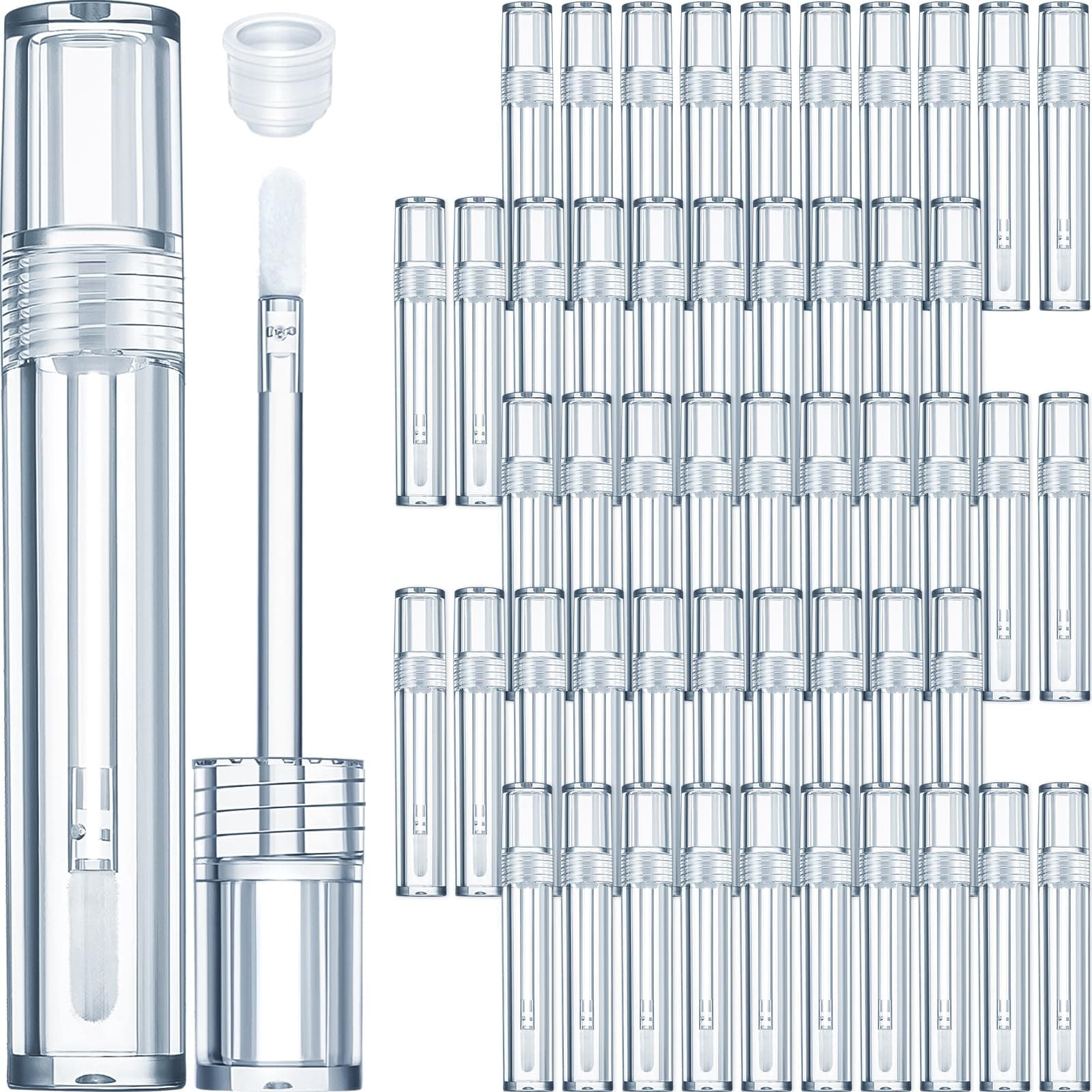 Hsei 100 Pcs Empty Lip Gloss Tubes with Wand Bulk Heavy Duty Clear Lips Balm Containers Refillable Lipstick Tubes with Rubber Stoppers for Travel Cosmetic DIY Makeup Gift Supply(5 ml,100 Pcs)