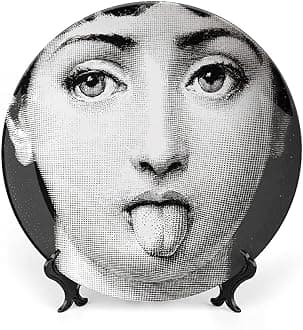 Lina Cavalieri Plate, Fornase Decorative Plate Face Makeup Plate Wall Hanging Decoration,Including Bracket and Special Spring Hook,Style-6,10inch