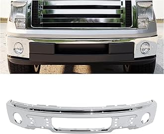 KUAFU Front Bumper Face Bar Compatible with 2009-2014 Ford F150 F-150 W/O Fog Light Holes Replacement for FO1002411 9L3Z17757B Chrome Steel Silvery 3Pcs