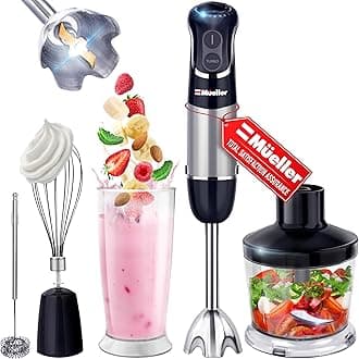 Multistick 800W 5-in-1 Immersion Blender Handheld, 12 Speed Hand Mixer - Turbo Boost, Heaviest Duty Copper Motor, Titanium Blades Hand Blender, Milk Frother Wand, Whisk, Kitchen Gadgets Black