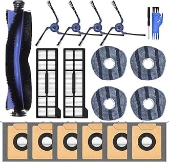 19 Pack X10 Pro Omni Replacement Parts Compatible with Eufy X10 Pro Omni Robot Vacuum Cleaner Accessories, 1 Main Roller Brush, 4 Mop Pads, 4 Side Brushes, 2 Hepa Filters, 6 Dust Bags, 2 Tool