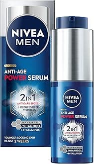 Anti-Age 2in1 Power Face Serum (30ml), Hydrating Serum with Thiamidol and Hyaluronic Acid, Reduces Deep Wrinkles and Dark Spots, Men's Face Moisturiser