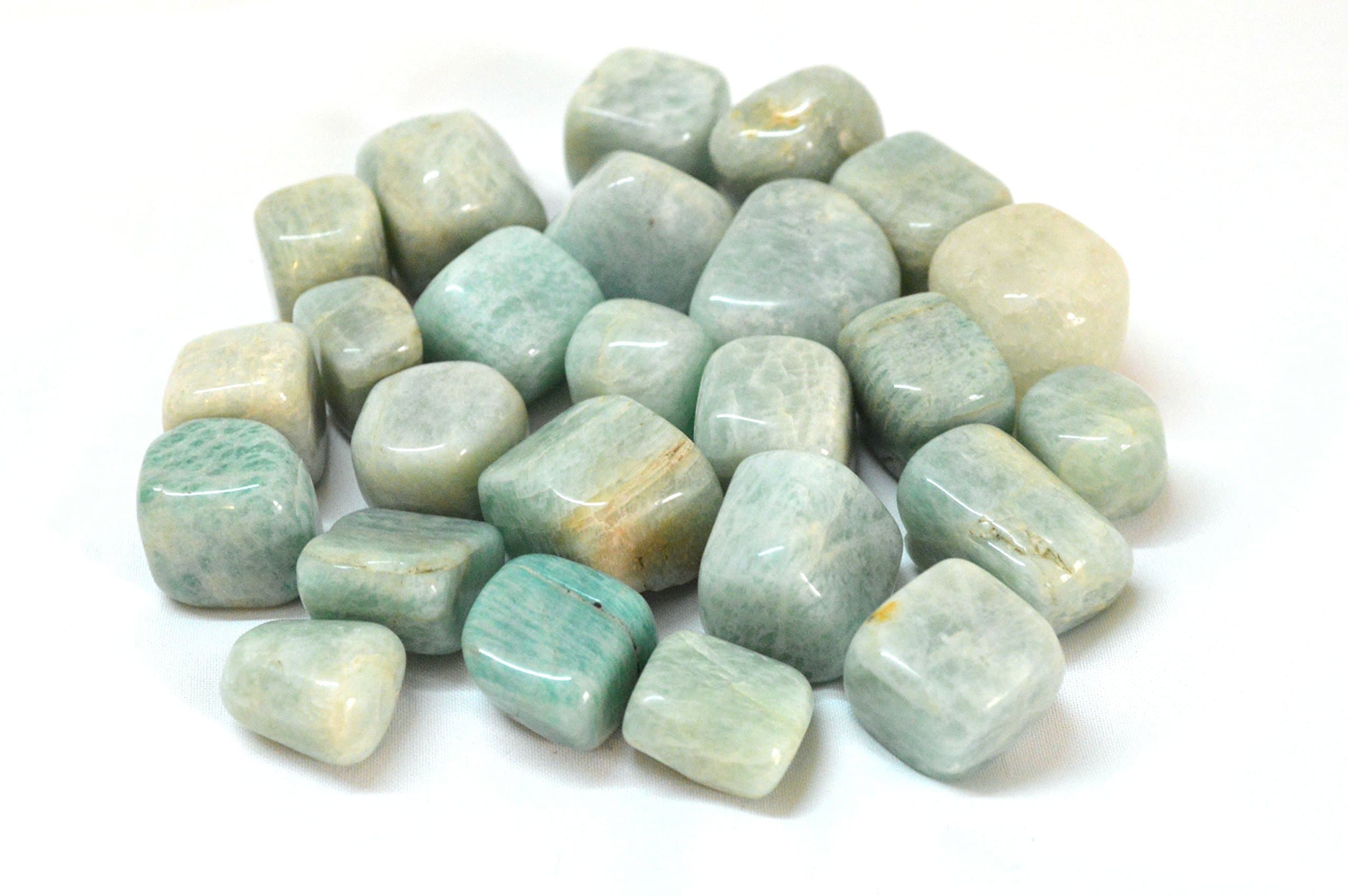 Prisha Amazonite Healing Artificial Decorative Tumbled Marble Stone for Window, Yard Grass (1.1 Lbs)