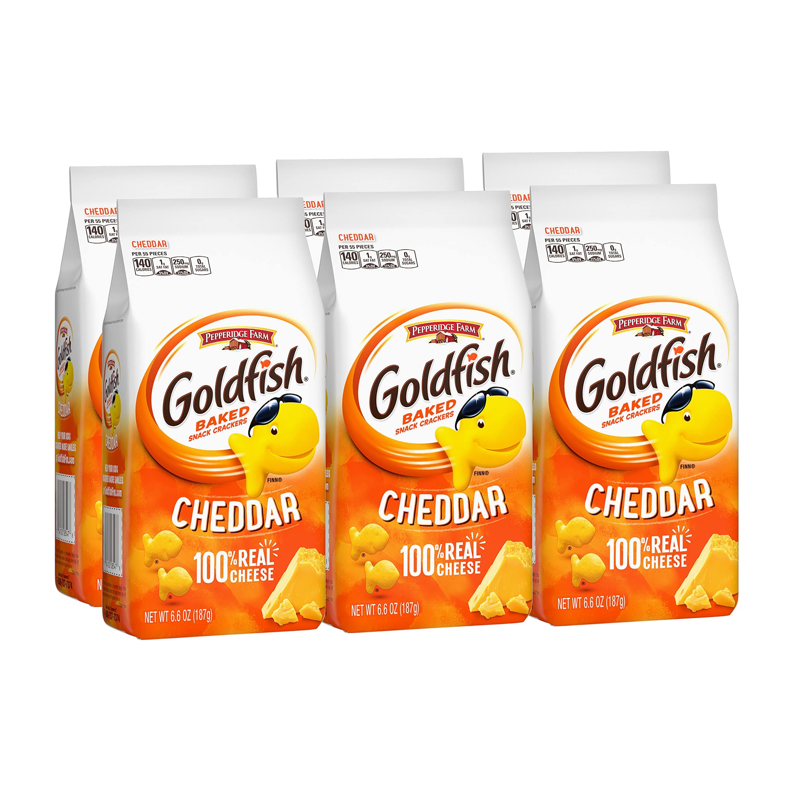 Cheddar Crackers, Snack Crackers, 6.6 oz. bag, 6 CT box