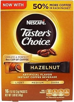 Nescafe Taster's Choice 16 Piece Hazelnut Instant Coffee Beverage Single Serve Sticks, 1.69 oz by Nescafé
