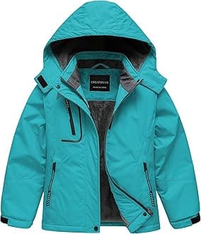 CREATMO US Girl's Waterproof Ski Jacket Warm Winter Snow Coat Windproof Snowboarding Rain Jacket