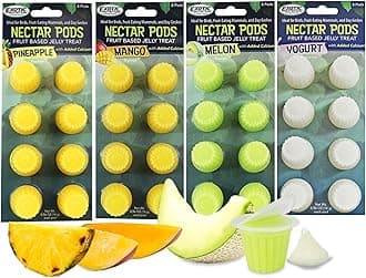 Nectar Pods (Variety 4 Pack) - Calcium-Fortified Jelly Fruit Treat - Sugar Gliders, Marmosets, Squirrels, Parrots, Cockatiels, Parakeets, Birds, Hamsters, Day Geckos, Kinkajous & Other Small Pets