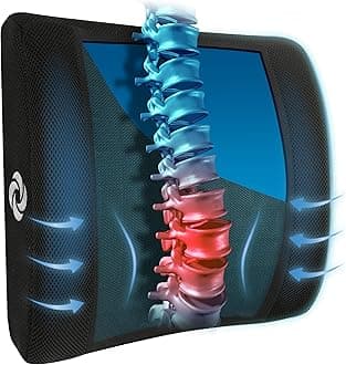 SAMSONITE, [COOLING GEL] Lumbar Support Pillow for Office Chair or Car Seat - Boost your Lower Back Comfort Zone, [HIGH GRADE - MEMORY FOAM], Universal Chair Cushion, Breathable Mesh, Washable Cover