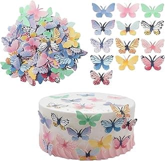 Gyufise 72Pcs Edible Butterfly Cupcake Toppers 3D Colorful Cake Realistic Butterfly Dessert Decoration for Birthday Party Wedding Food Decorations Mixed Size