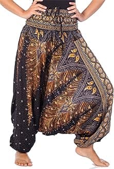 LOFBAZ Yoga Harem Pants for Women Elephant Boho Hippie Bohemian Beach Jumpsuit