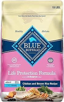 Blue Buffalo Life Protection Formula Adult Small Breed Dry Dog Food, Supports High Energy Needs, Made with Natural Ingredients, Chicken & Brown Rice Recipe, 15-lb Bag