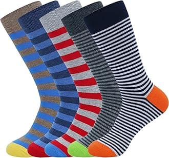 Men's Dress Socks 5 Pairs Mens Cotton Calf Business Formal Socks Soft Breathable Athletic Long Crew Casual Socks