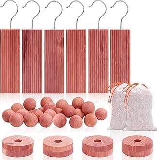 Homode Cedar Blocks for Clothes Storage, Ceder Wood Chips and Balls for Closets and Drawers, Fresh Scented Sachets, 40 Pack