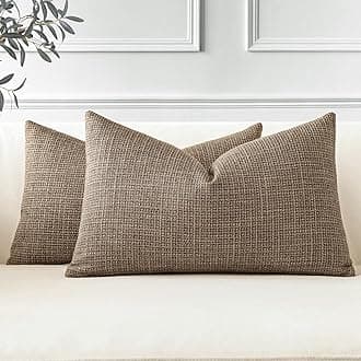 JOTOM Set of 2 Cushion Covers 30x50 cm Linen Coffee Brown Decorative Throw Pillow Covers 12x20 Inch Lumbar Cushion Case Home Decor Pillowcases for Couch Sofa Living Room Bed (Coffee Brown)