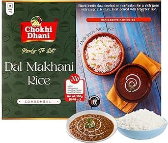 Chokhi Dhani Ready to Eat Dal Makhani Rice | Ready Meals | Dal Chawal | Indian Food | Instant Meals | Heat & Eat | Combo Meal | Microwavable 350 GM