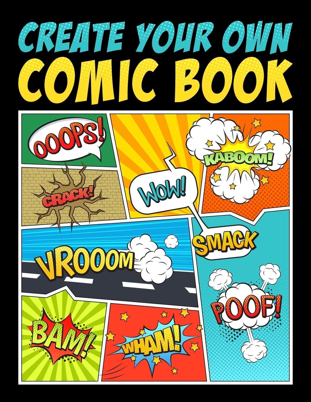 Gray & Gold Publishing Create Your Own Comic Book: 100 Unique Blank Comic Book Templates for Adults, Teens Kids Paperback – Import, 22 November 2019