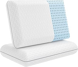 Cooling Gel Memory Foam Pillow - 2-Pack - King Size Bed Pillows For Sleeping - Medium-Firm - Back, Stomach and Side Sleeper Pillow - Shoulder & Back Pain Relief - Washable , Bamboo Viscose Cover
